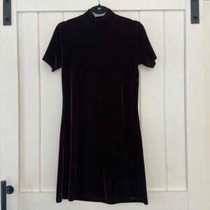 Vintage Velvet Dress Size 4 Dark Brown Knee Length Whimsigoth Romantic Holiday